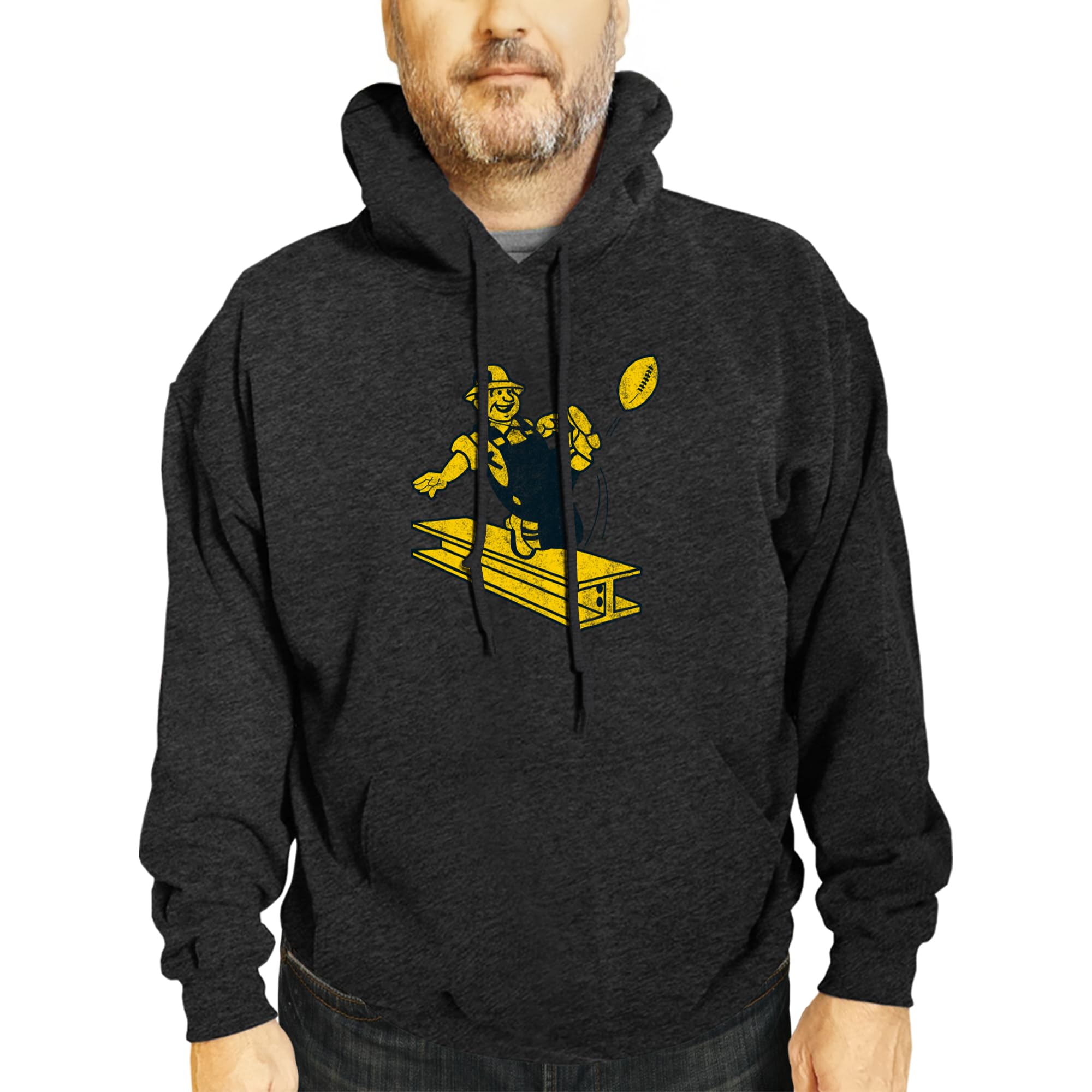 Team Fan Apparel Unisex Black Heather Nfl Adult Modern Throwback Ultra Soft Fleece Hooded Sweatshirt, Heathered Football Hoodie, Xl