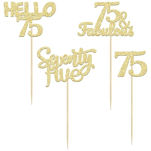 Miniatura 101 de Gyufise 24 piezas de adornos dorados para cupcakes de 10.º cumpleaños con purpurina dorada de doble dígito Hello 10 Ten Cupcake Picks para fiesta