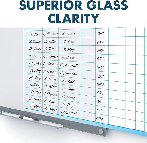 Miniatura 9 de Quartet Pizarra blanca de cristal, pizarra magnética de borrado en seco, 3 x 2 pies, con plantillas personalizables, superficie blanca de borrado en