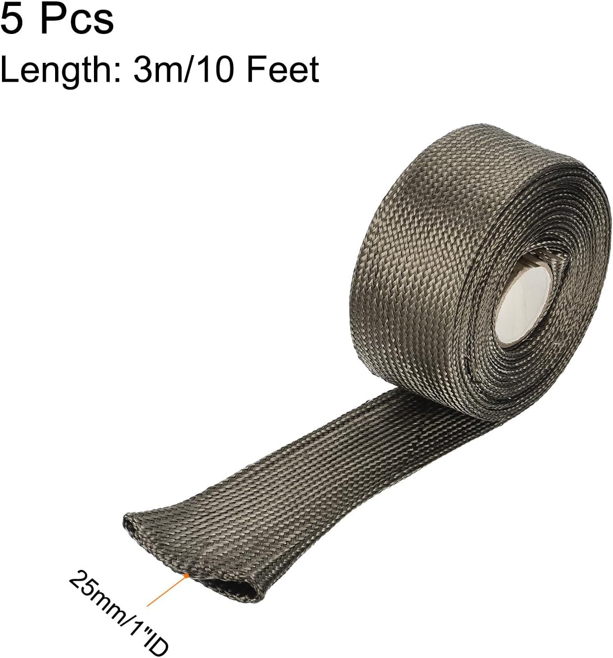 MECCANIXITY 5 Pcs Heat Shield Sleeve, 1" ID 10 Feet Heat Sleeve Automotive Wire Heat Shield Fuel Line Heat Shield Sleeve Heat Sleeve Heat Wrap 800 Degree for Wires, Titanium Color