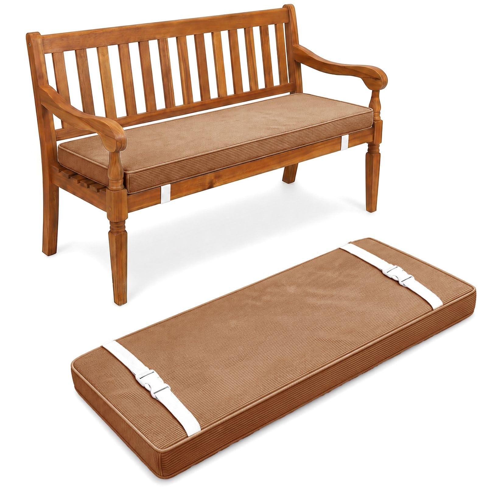 Aocase Corduroy Bench Seat Cushions 2/3/4 seater Garden Bench Cushion Indoor/Outdoor
