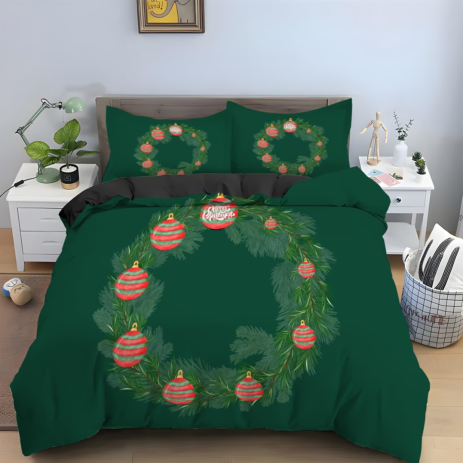 Parure de lit voeux de nouvel an 240x260 en microfibre douce avec zip pour l'hiver