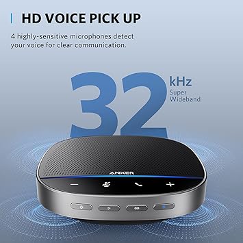 Anker PowerConf S500 Speakerphone with Zoom Rooms and Google Meet Certifications, USB-C Conference Speaker, Bluetooth Speakerphone for Conference Room, Conference Microphone with Premium Voice Pickup