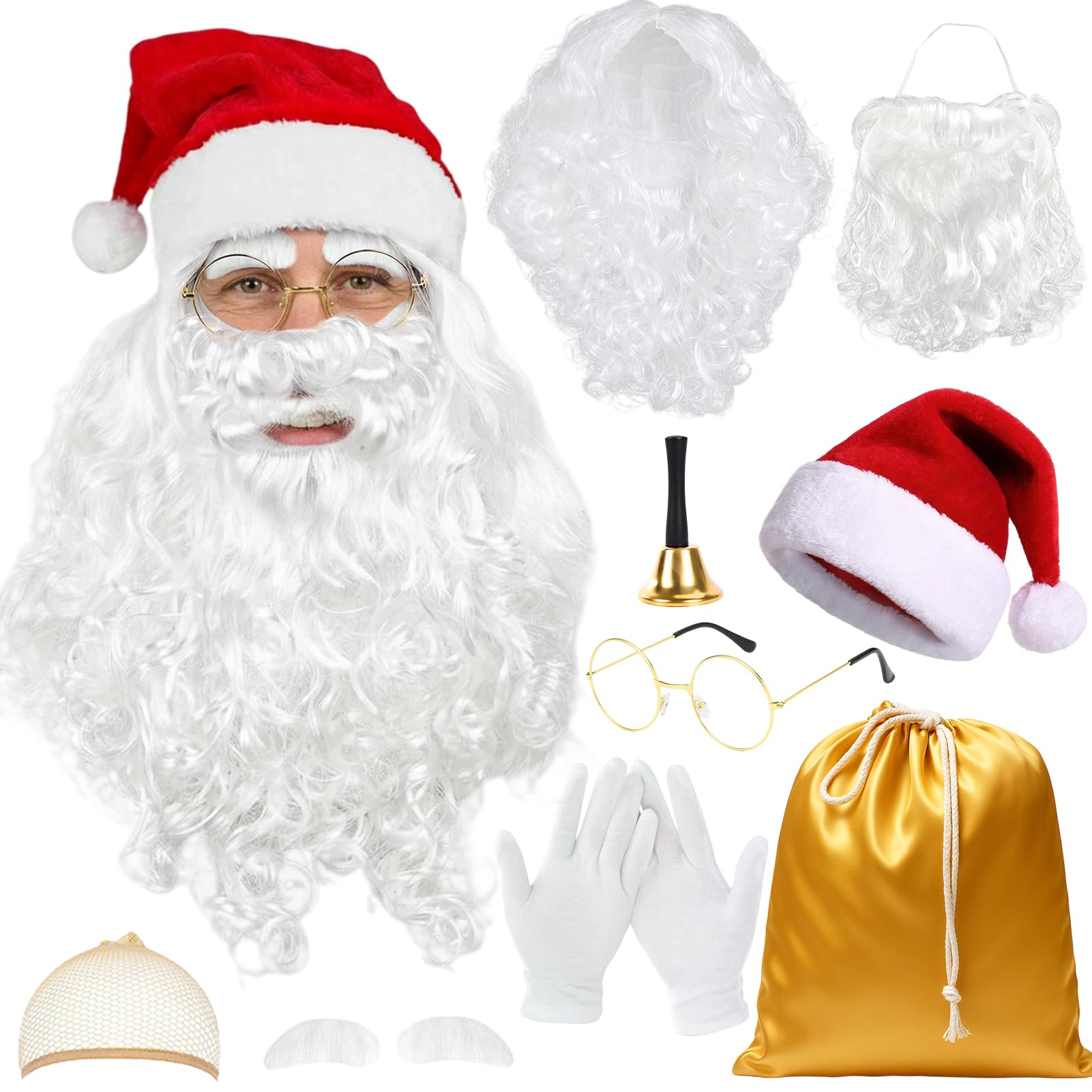 SERTAS Santa Costume for Adults,Classic Red Santa Suit,Christmas Fancy Dress Outfit for Holiday Parties (Set C)