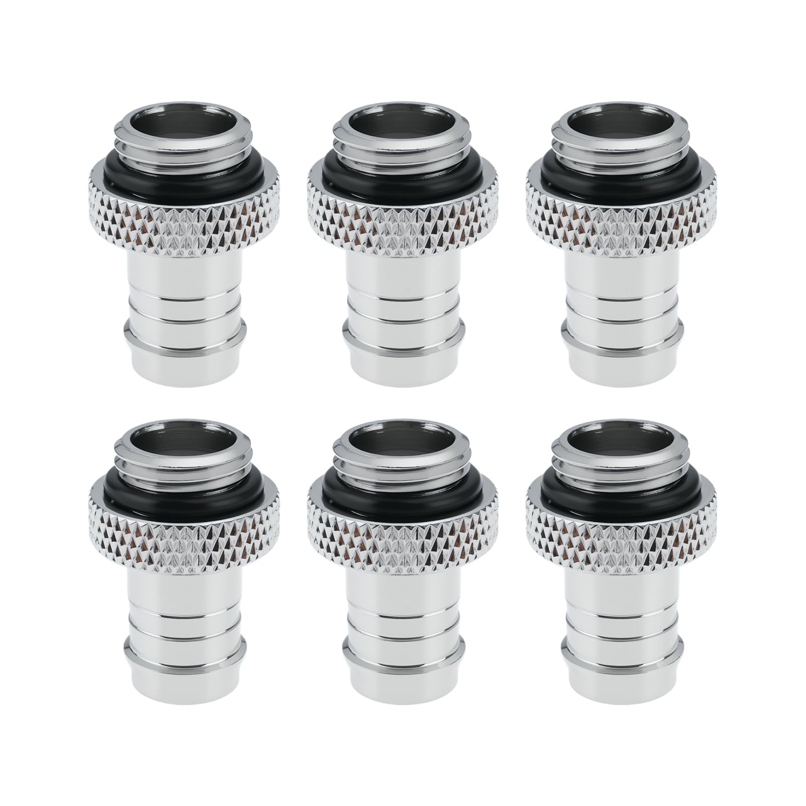 Briny River Silver 6Pcs G1/4" Thread To 3/8" Barb Fitting Hose Connector For 9-10Mm Inner Diameter Hose 25X9.8x9.2mm (Silver)