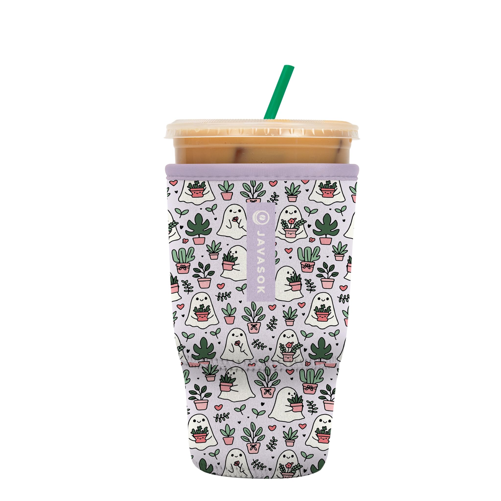 Sok It JavaSok Iced Coffee &amp; Cold Soda Insulated Neoprene Cup Sleeve (Boo-tanicals, Large: 30-32oz)