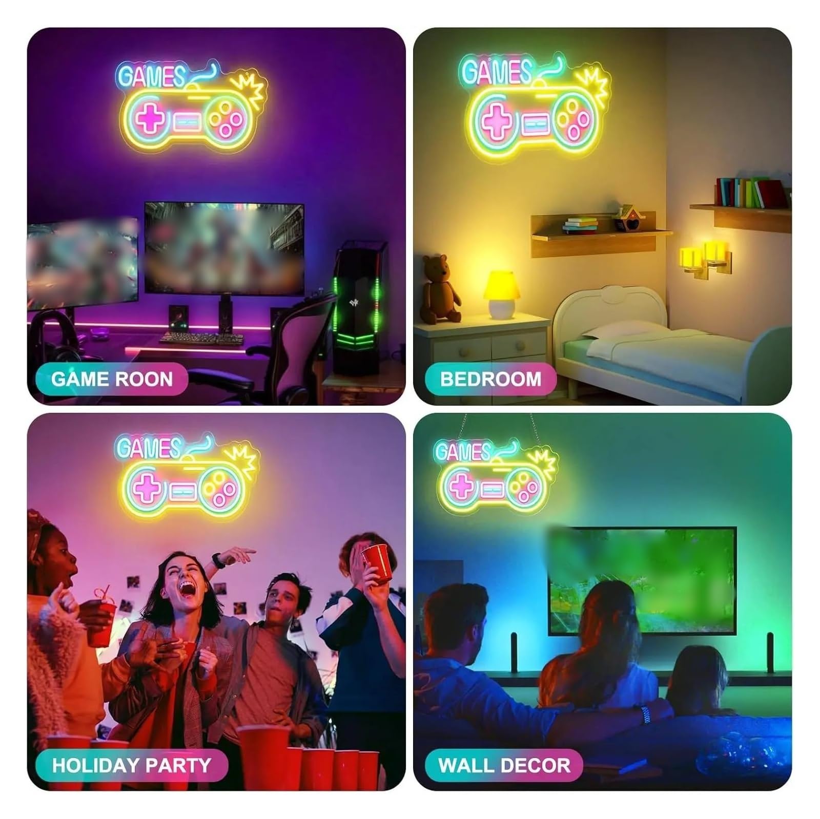 Decoración Lámparas Letrero De Neón Gamer Luz Regulable USB Para Bar Fiesta Hombre Cueva Habitación De Adolescente Hogar Cumpleaños Decoración Artística Pared 40cmx35cm