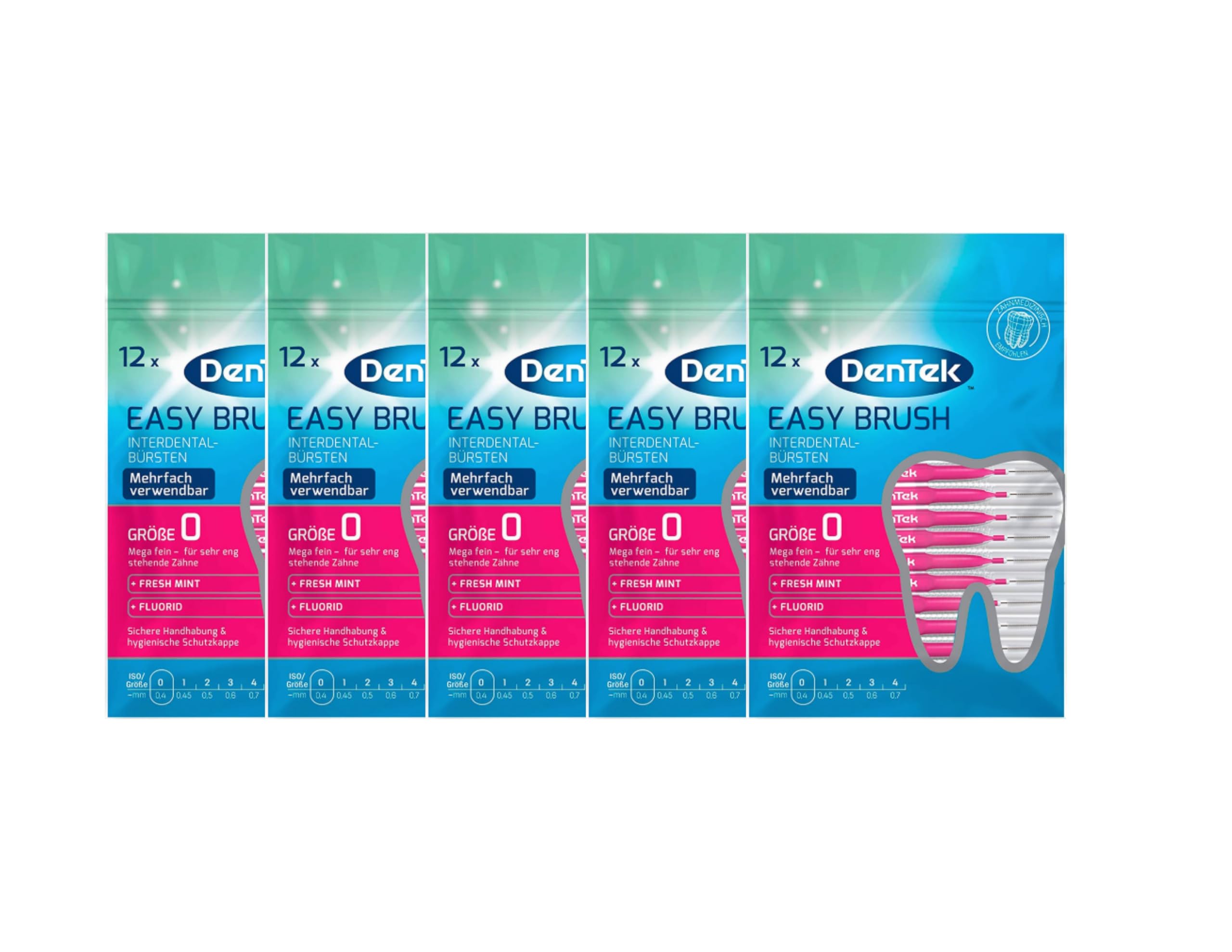 5 cepillos Dentek Easy Brush Iso: 0 varillas interdentales