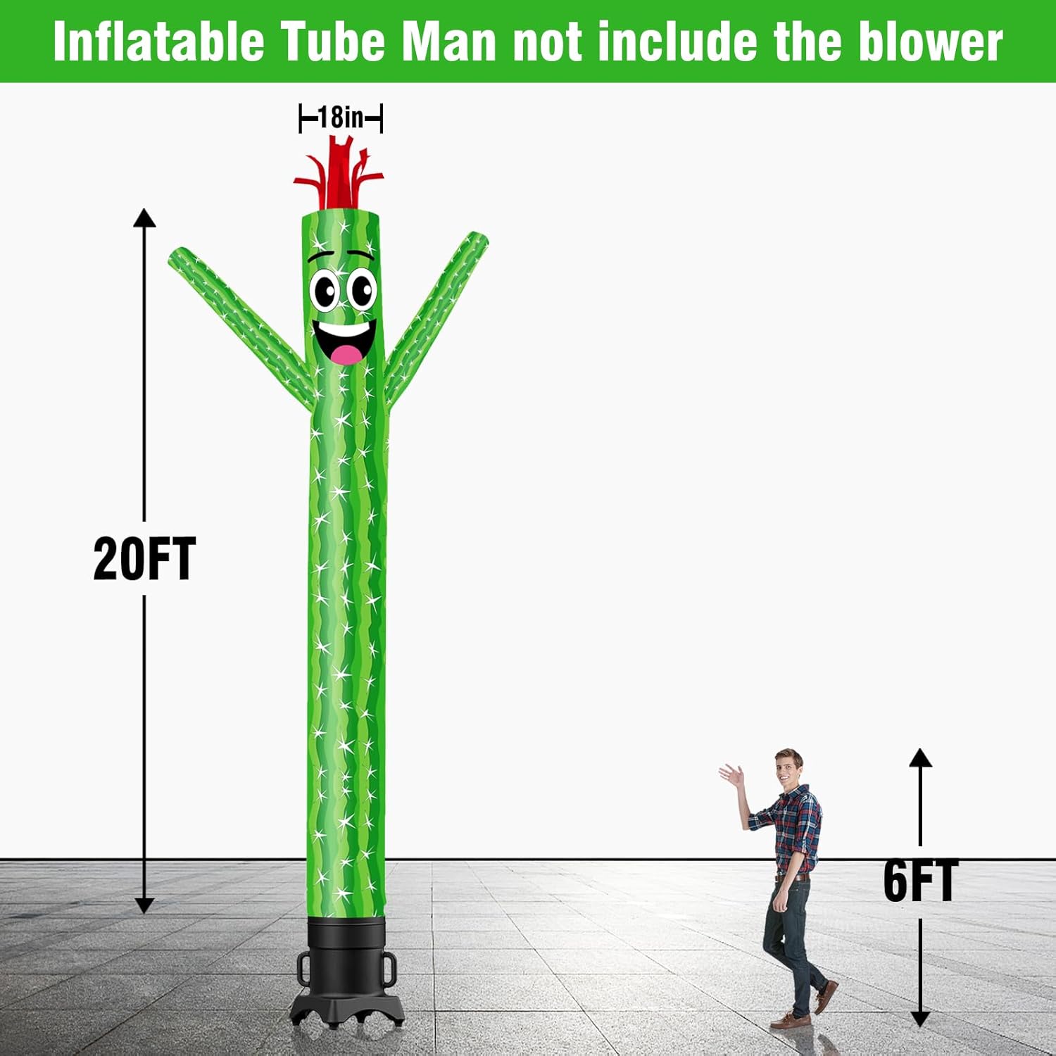 20FT Tall Inflatable Tube Man Cactus Wacky Wavy Dancing Guy (18''Diameter) for Outdoor Decoration Advertising Business Promotion (Blower Not Included)