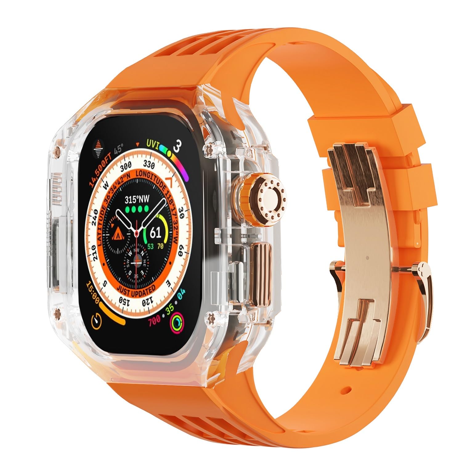 Luksusowy zestaw do modyfikacji do Apple Watch Ultra 49 mm przezroczysta obudowa do iWatch serii 49 mm sportowa gumowa opaska zestaw akcesoria