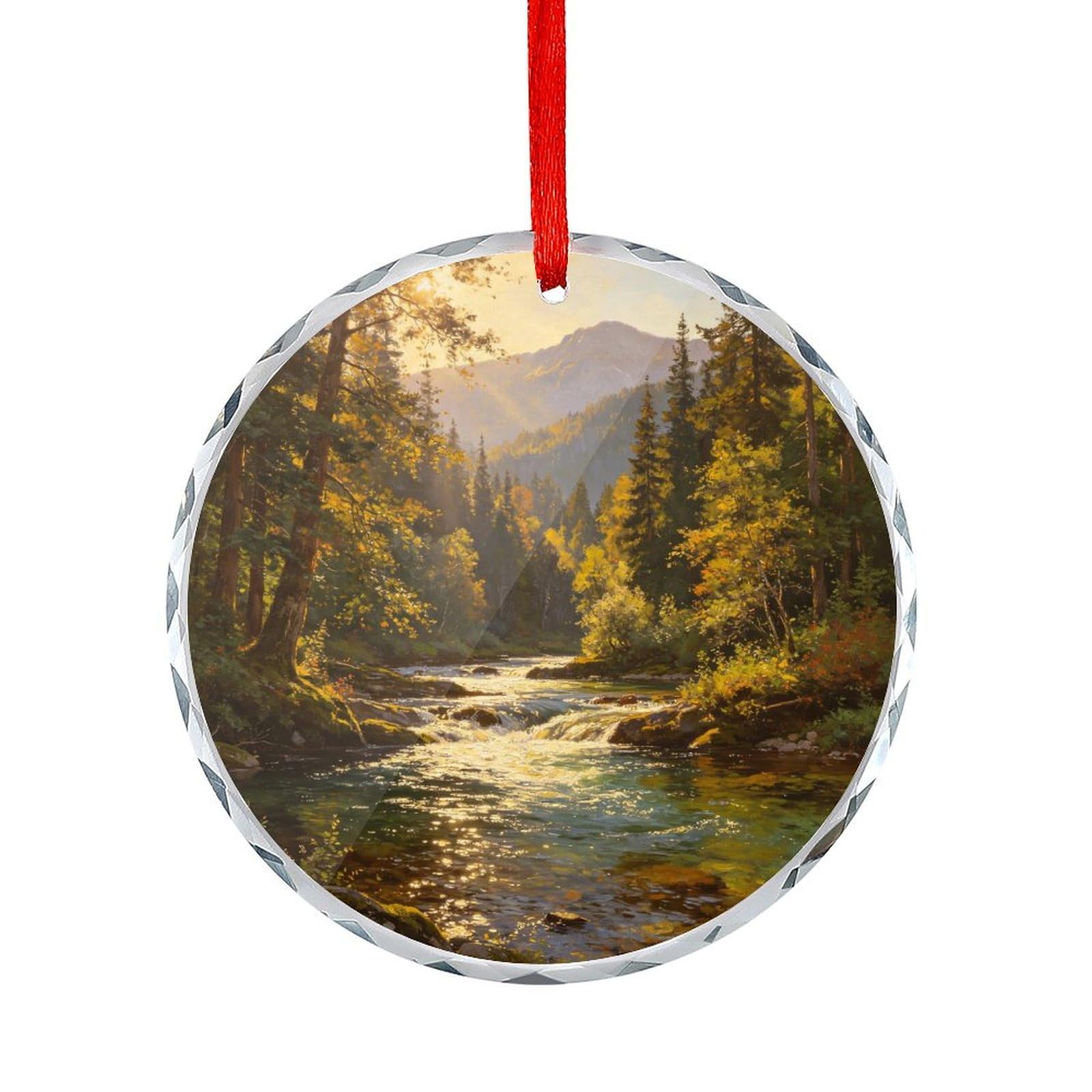 Btcowzrv Style Golden Hour Lakeview Round Ornament Hanging Pendant Decor