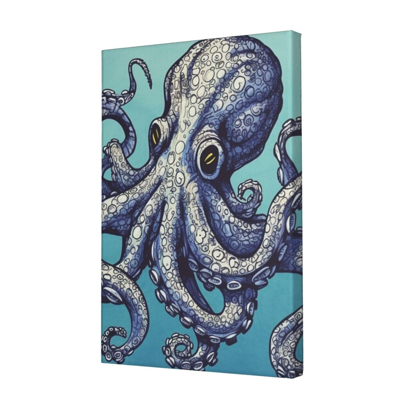 Impression sur toile pieuvre tableau mural deco salon chambre 30x45cm - 8