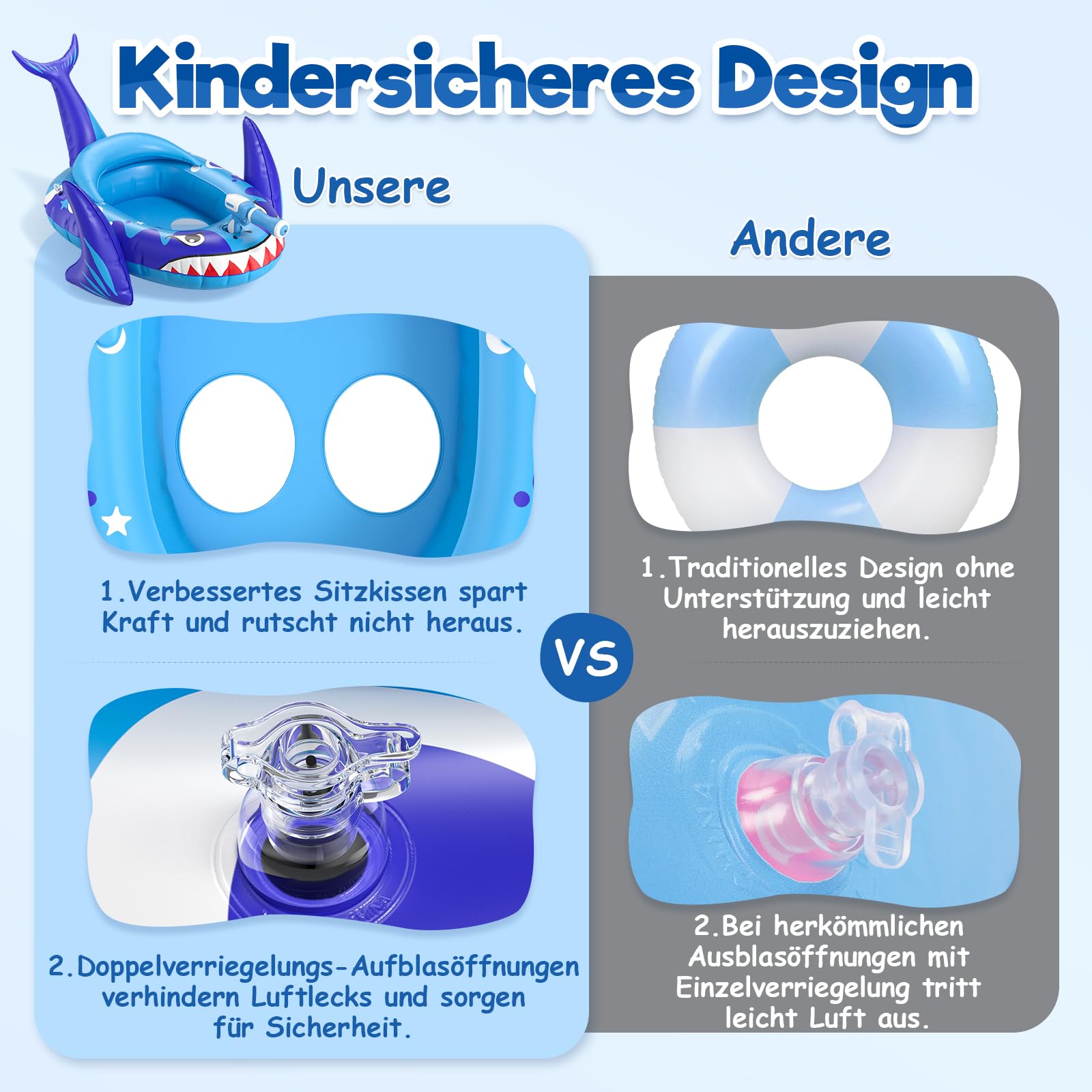 Schwimmring Kinder mit Wasserpistole, Aufblasbarer Schwimmreifen Schlauchboot Schwimmreifen Schwimmhilfe Kinder Schwimmsitz für Kleinkind von 3-8 Jahre,Baby Schwimmring