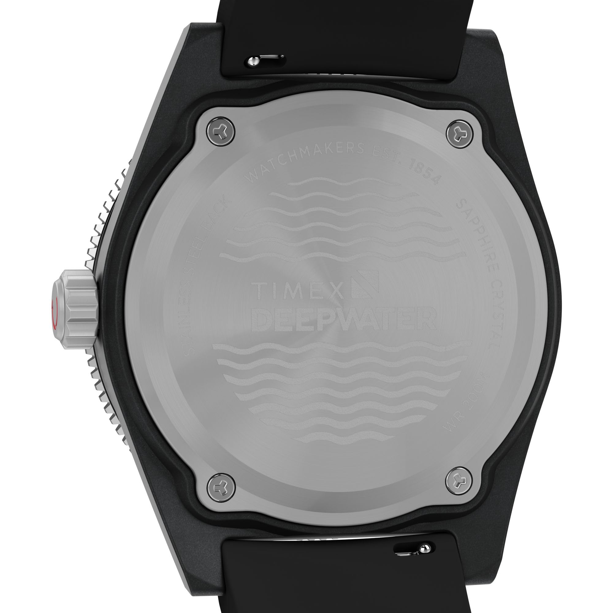 Timex Orologio da uomo Deep Water Reef 43mm - Cinturino nero quadrante nero cassa in acciaio inossidabile