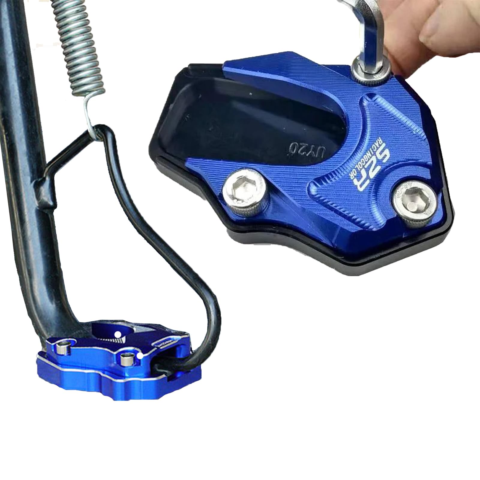 Motorcycle Kickstand Extension Pad Foot Side Stand, Motorcycle Kickstand Foot Side Stand Extension Pad Support Plate (Blue)