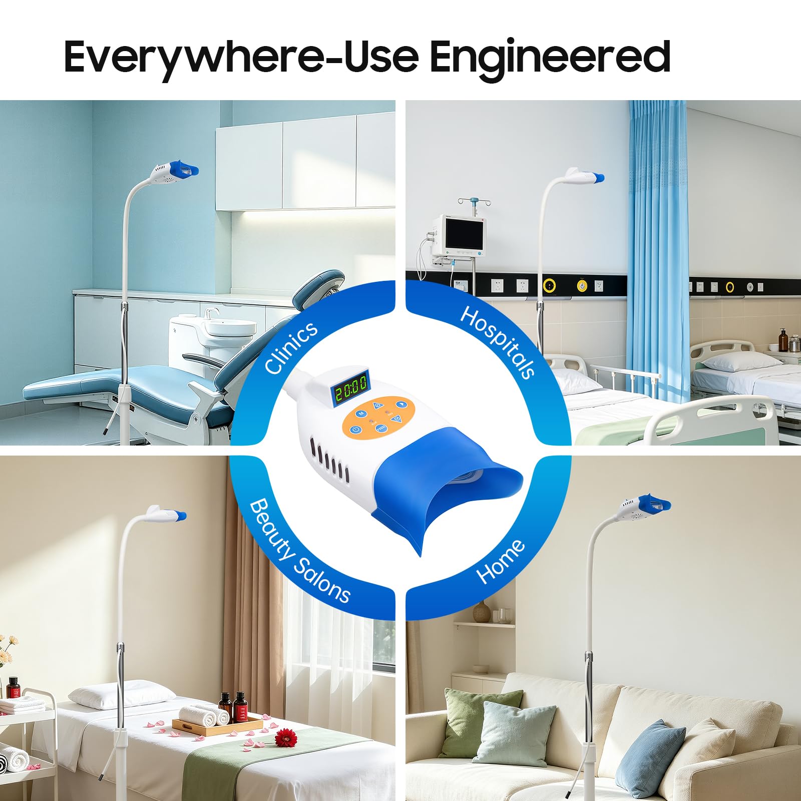 Apparecchio sbiancante Denti LED, Cura Orale Casa, 10 Tubi, Luminoso | Materiali robusti, 10 LED potenti,Timer automatico, roulette mobile, facile da pulire, uso domestico, cura scheggia sorriso