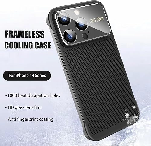 Miniatura 2 de Losin Funda para teléfono con disipación de calor para iPhone 14 Pro Max con ventana de vidrio, protección de lente de cámara, sin marco,