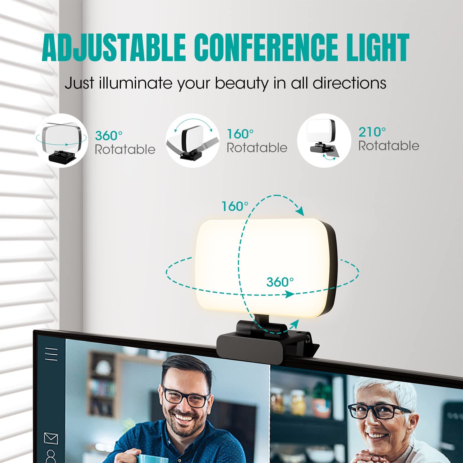 RealPlus Lumière de Vidéoconférence, Panneau LED Light avec Clip, 120 LED et 3 Modes d'Éclairage Vidéo, Lampe Photo pour Lampe PC Streaming/Ordinateur Portable/Réunions Zoom/Live Stream/Bureau/Tiktok