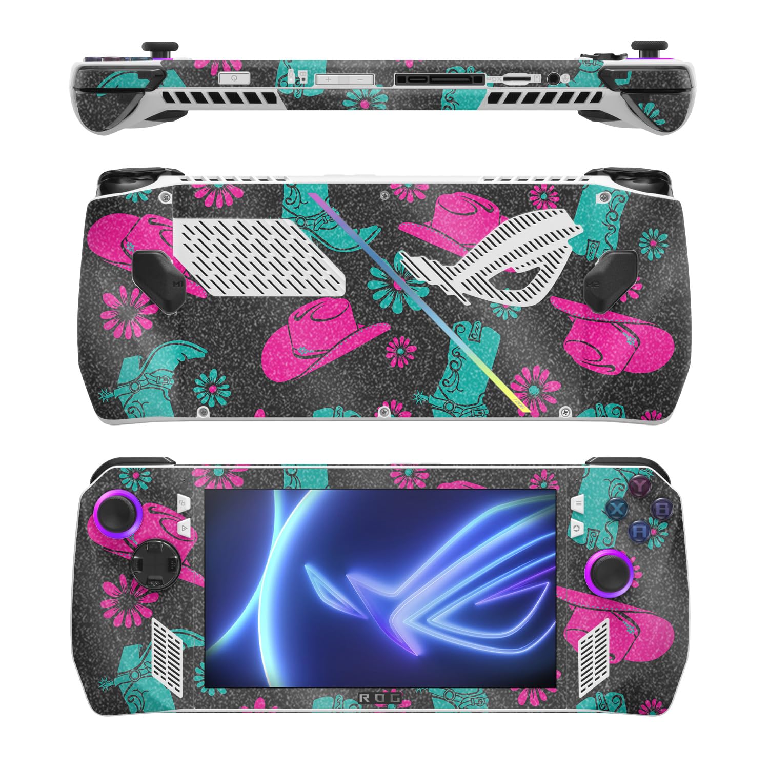 MightySkins Glossy Glitter Skin Compatible with Asus ROG Ally - Neon Cowgirl | Protective, Durable High-Gloss Glitter Finish | Easy to Apply