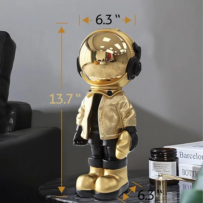 Figura Decorativa Astronauta EZ4ENCE Oro y Negro 34.8 cm miniatura 3