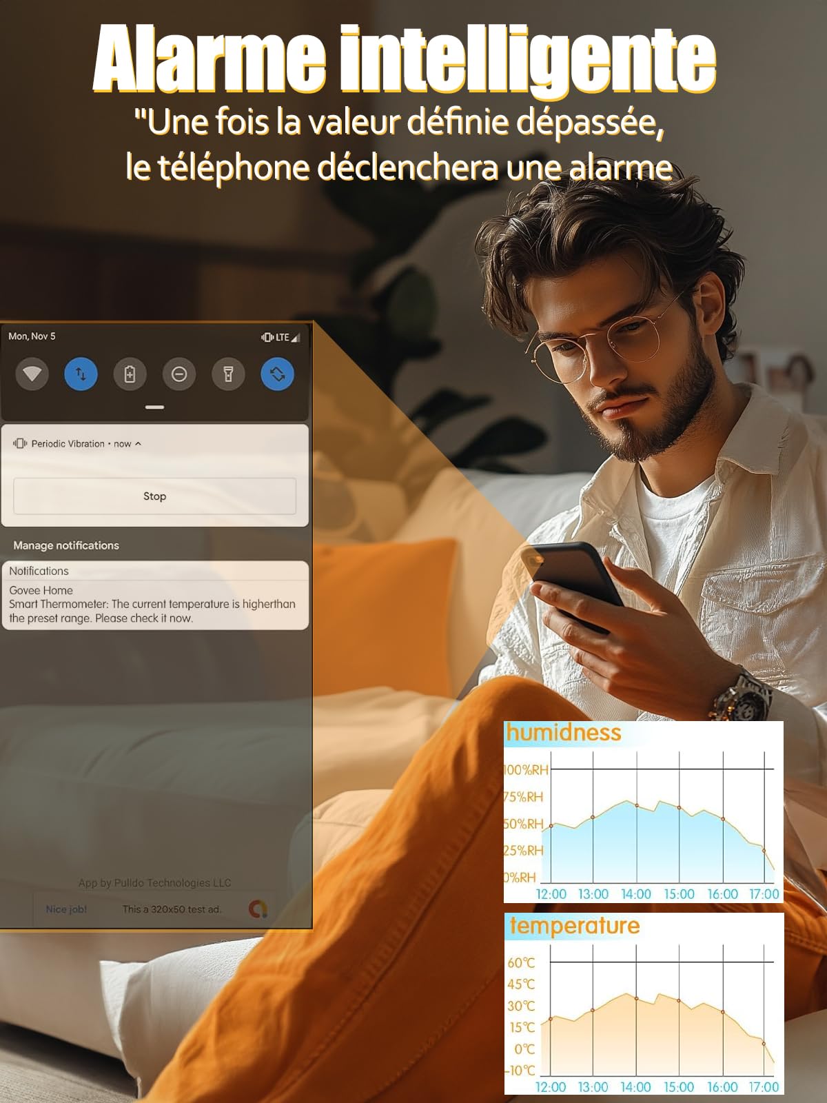Thermomètre Hygromètre Wifi pour surveillance de la température et de l'humidité intérieure et extérieure, fonctionne avec l'application Smart Life/Tuya, compatible avec Google Home, Alexa, 4 pièces