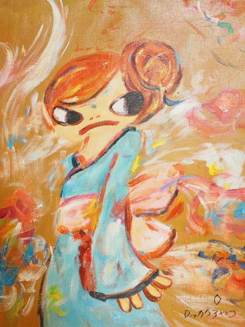 Amazon.co.jp: 人物画 油絵 ロッカクアヤコ F6 額付き 手描き 肉筆  