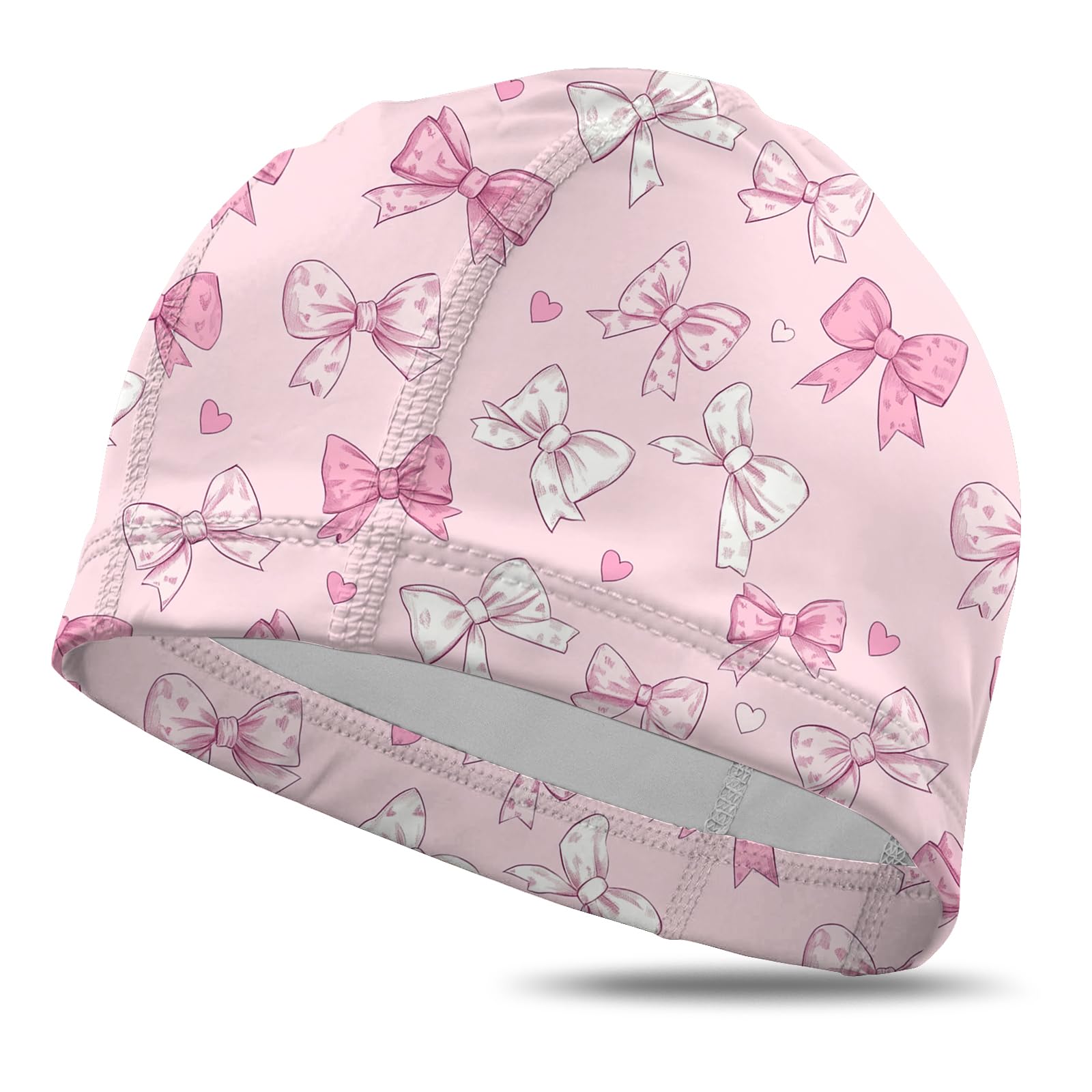 Deokke Fabric Swim Cap Elastic Breathable Cloth Swimming Cap Fit Short Hair Men Woman Girls One Size Hat