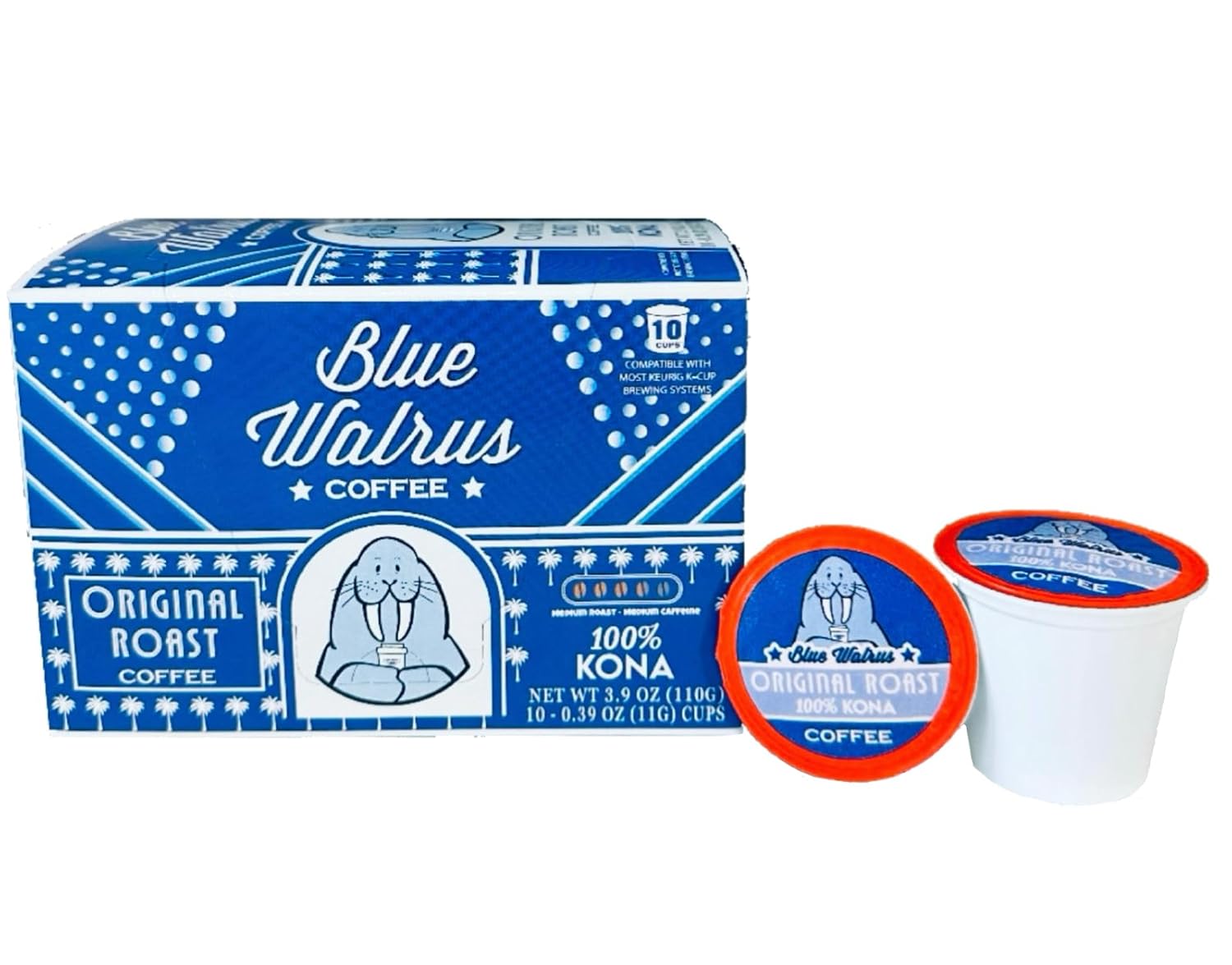 100% Kona Coffee Single Serve Pods - Medium Roast - Gourmet Premium Coffee - 10 K-Cup Single Serve Pods