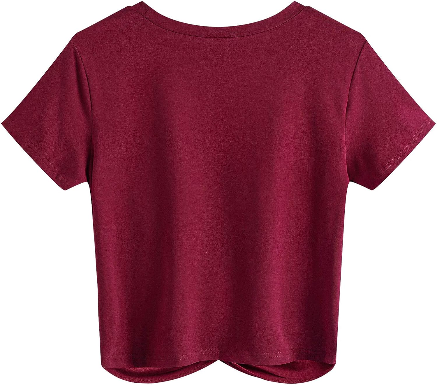 JINKESI Women's Summer Causal Short Sleeve Blouse Round Neck Crop Tops Twist Front Tee T-Shirt - Image 3