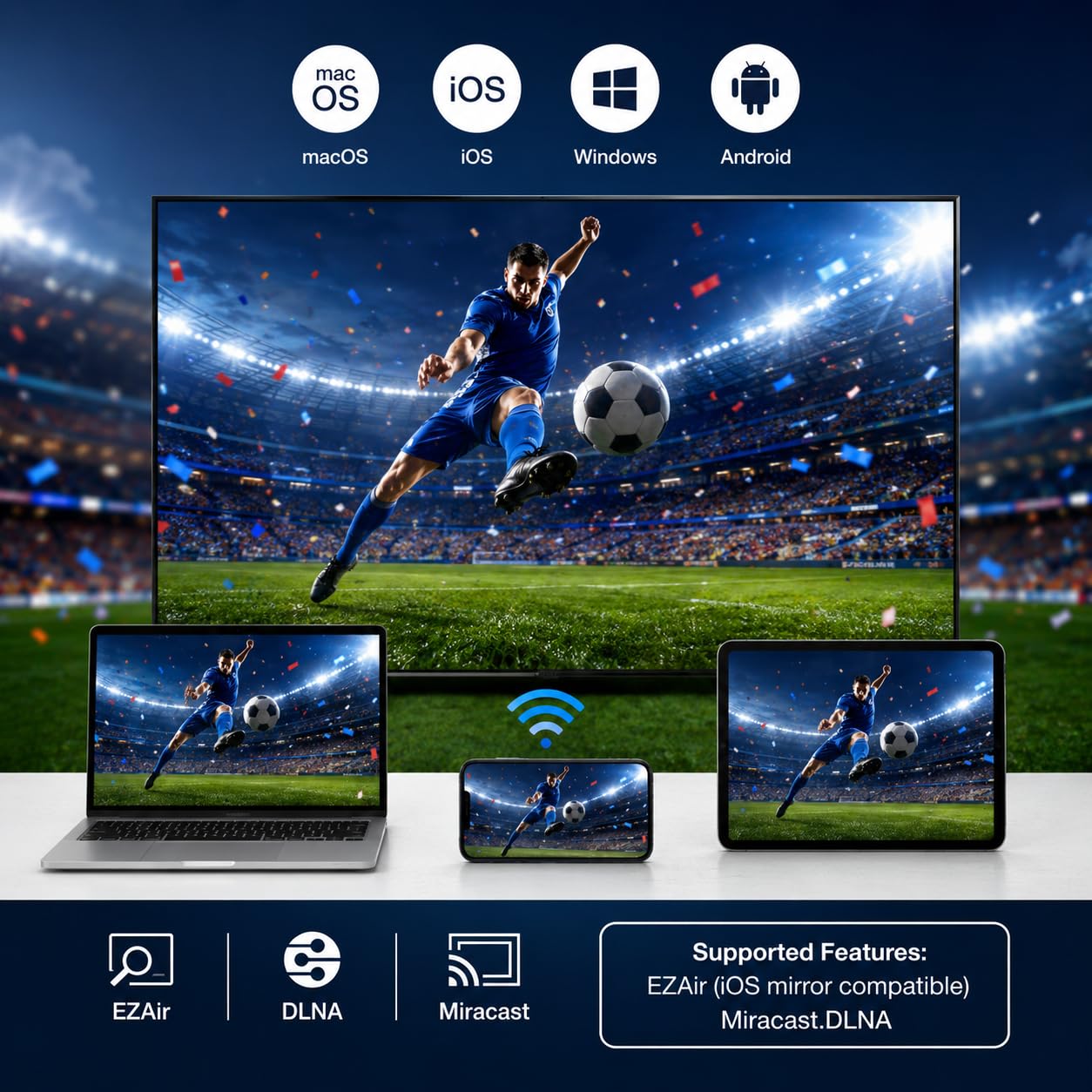 EZCast Ultra U2 4K Wireless Display Adapter - WiFi 6 HDR DLNA AirPlay Miracast Bildschirmspiegelung und Bildschirmverlängerung für PC Laptop iOS Android