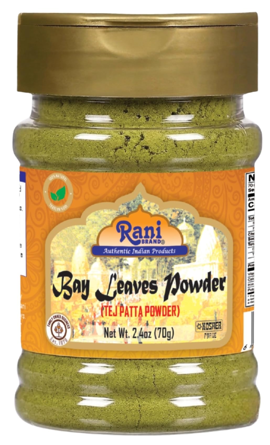 Rani Bay Leaf (Leaves) Powder 2.4oz (70g) PET Jar ~ All Natural | Gluten Friendly | NON-GMO | Vegan | Indian Origin (Tej Patta)