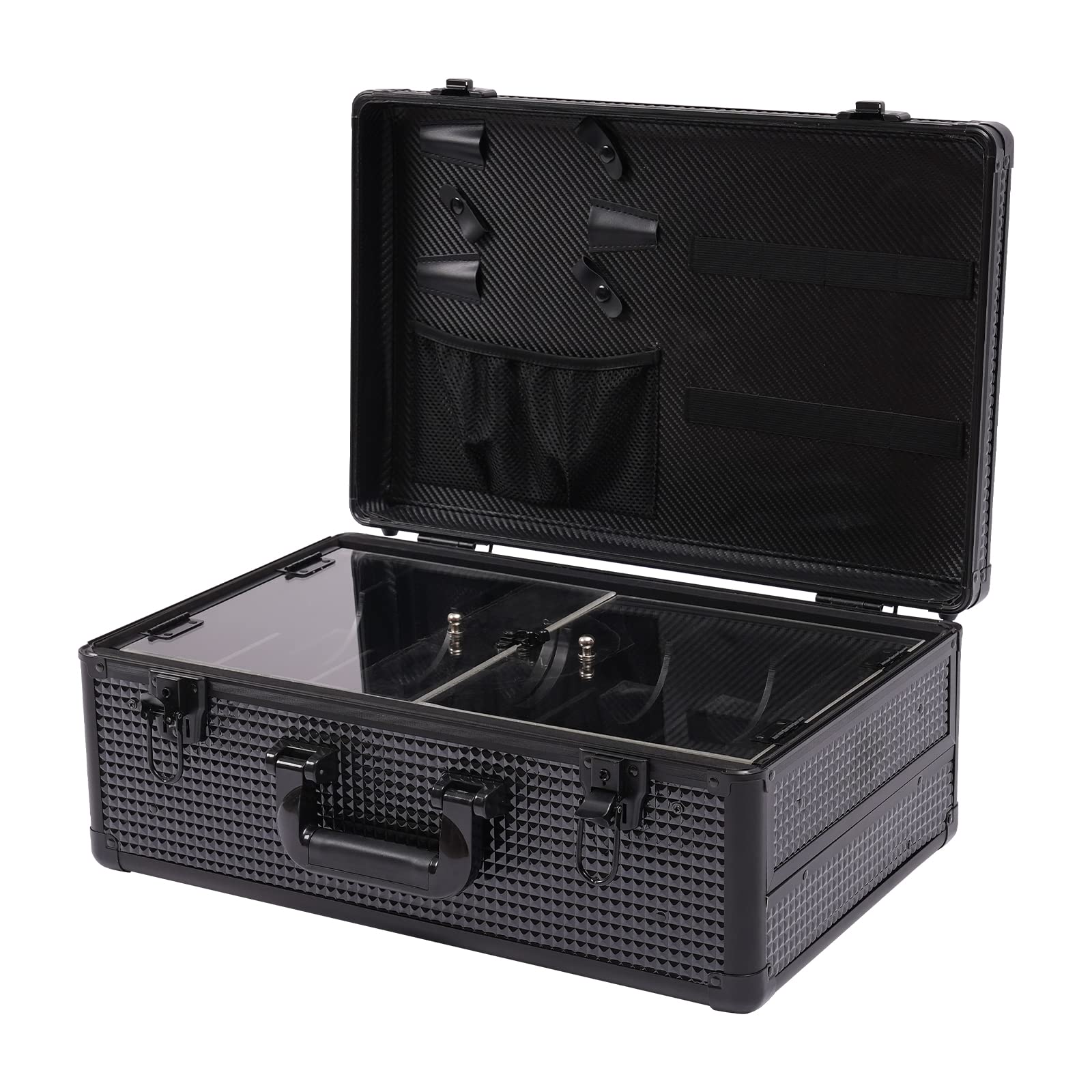 Beauty Salon Barber Case,Hair Stylist Tool Kits Organizer,Professional Barber Travel Carry Case for Hair Scissors Tools Hair Stylist Pet Groome,Barber Carrying Case with Code Lock (Large Black)