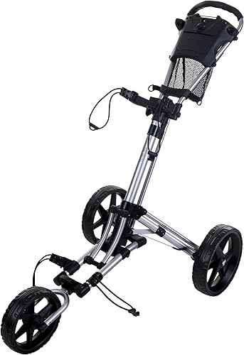 Fastfold Trike 2.0 - Carro de golf plegable plano, 3 ruedas con neumáticos de 12 pulgadas, plateadonegro