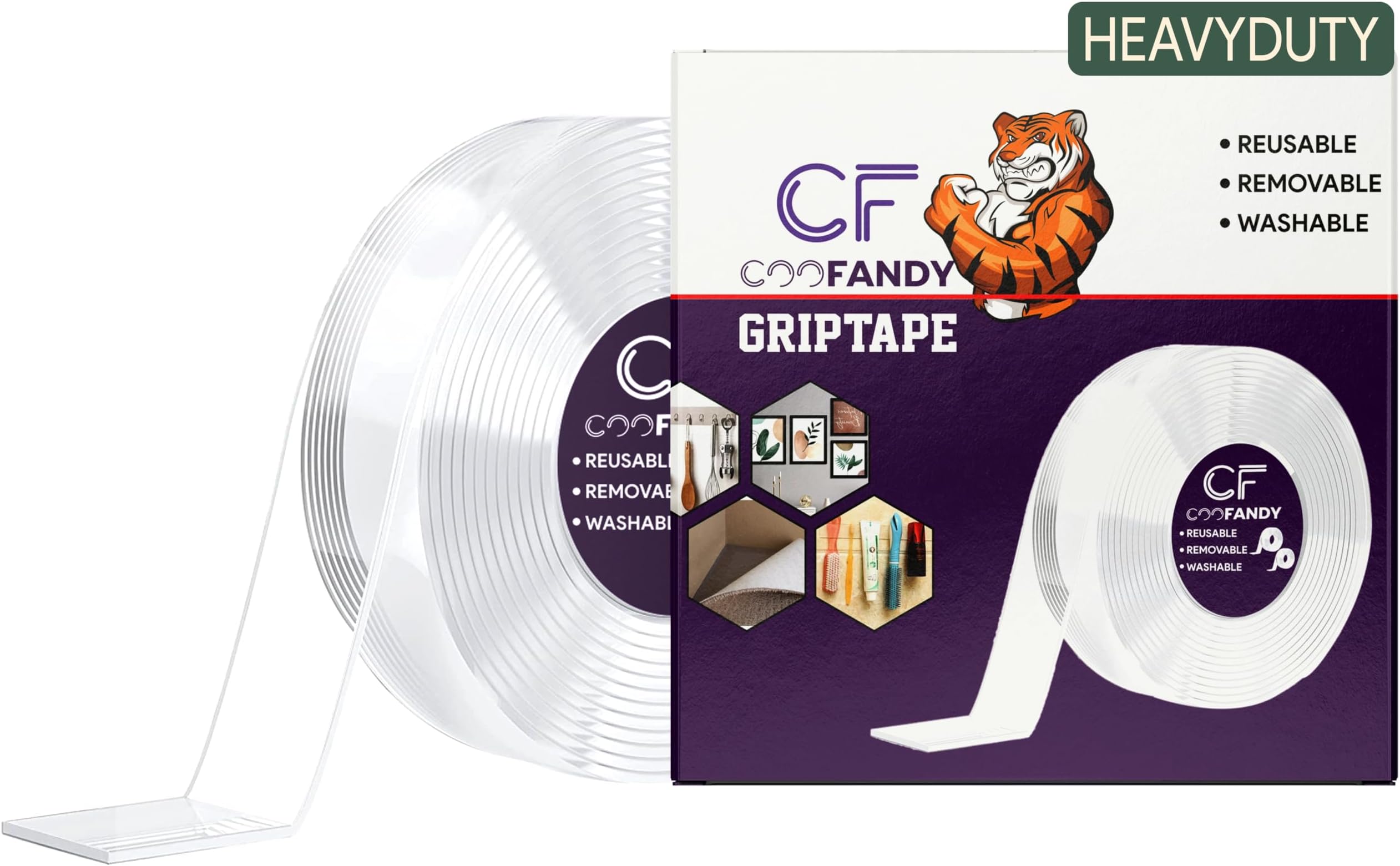 Double Sided Tape Heavy Duty Multipurpose Removable Traceless Mounting Adhesive Tape for Walls, Washable Reusable Strong Sticky Strips Gel Grip Tape(3 Meter)