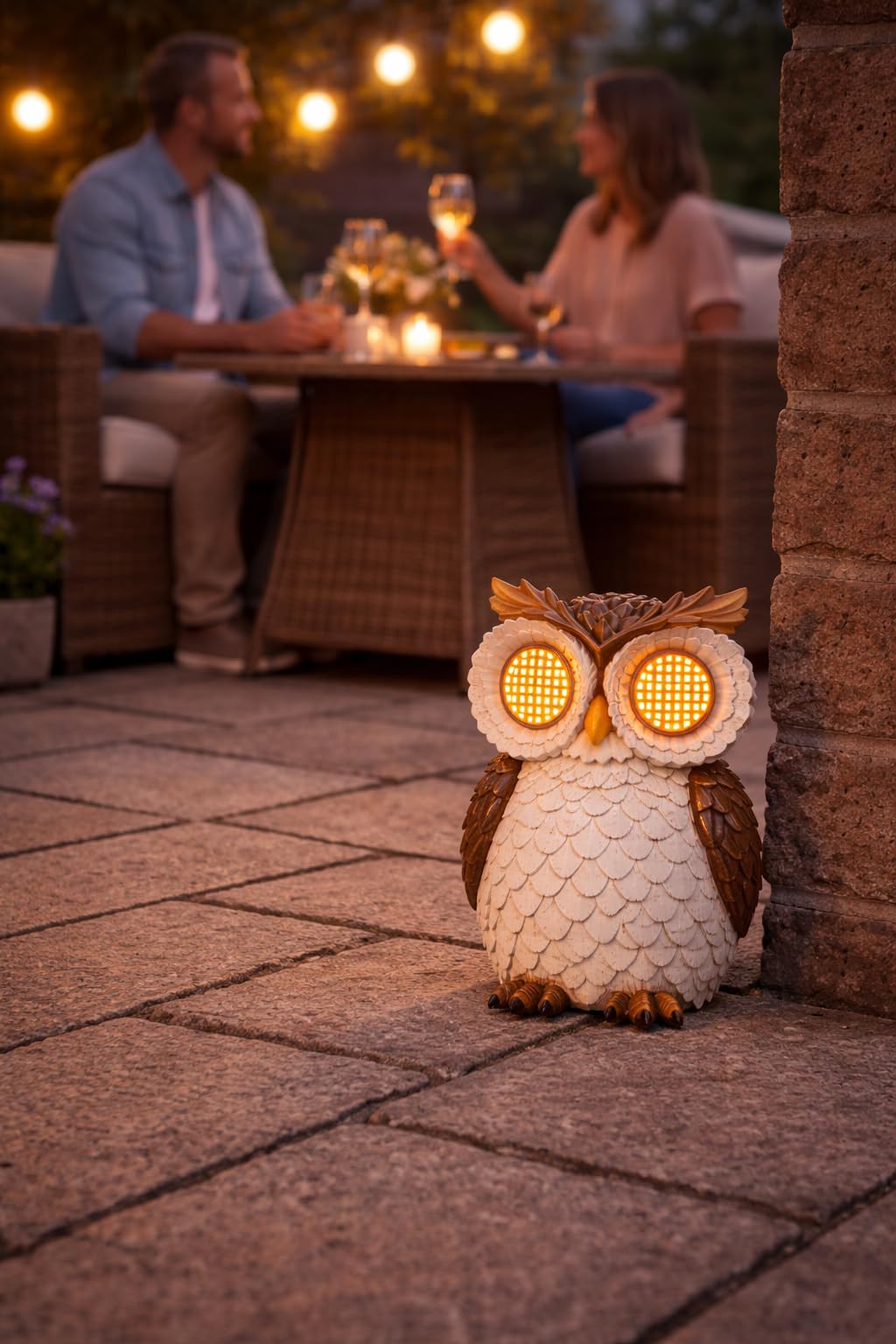 Premier Adorno de jardín solar de búho de 23 cm con ojos LED móviles, decoración de jardín para exteriores
