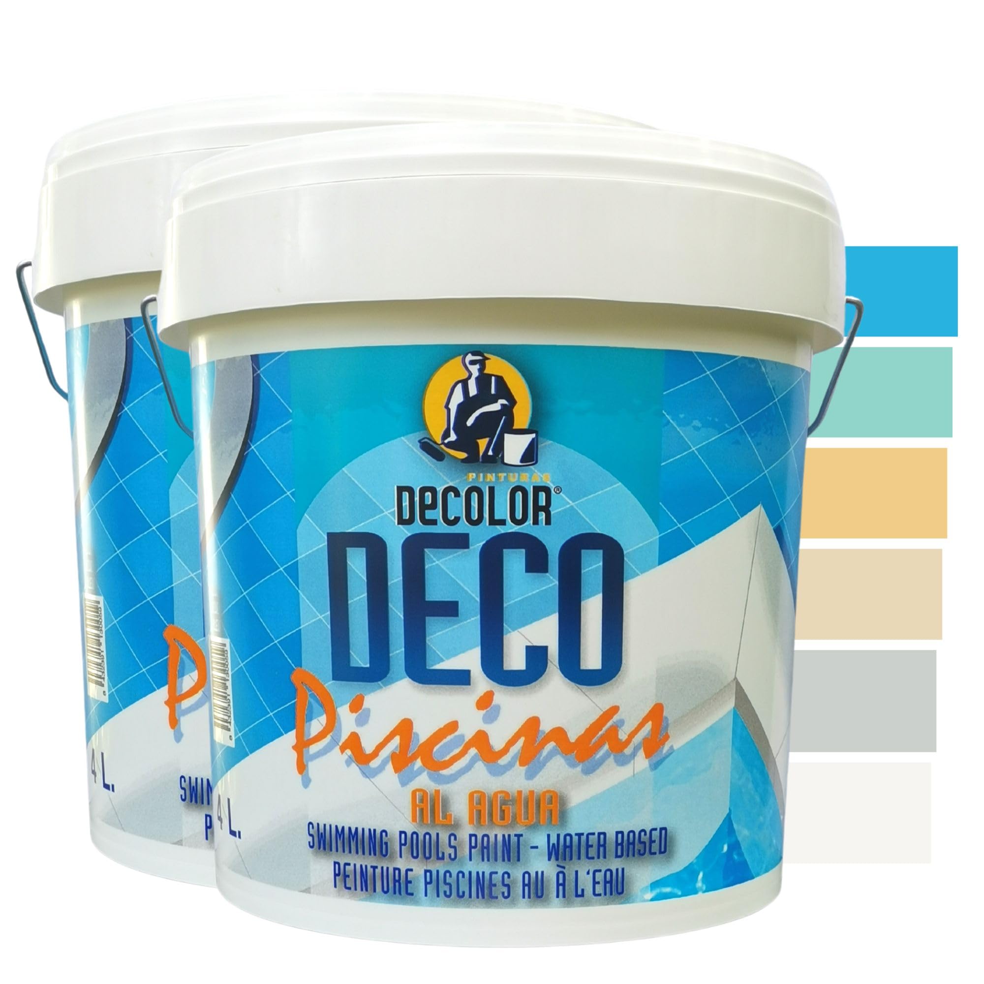 PINTURAS DECOLOR Peinture Piscine, bassin béton - Imperméable - Excellente résistance aux UV, à l'eau chlorée - 8L Bleu