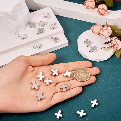 Miniatura 3 de Beadthoven - Colgante de cuentas de cruz de aleación de metal con cruces de crucifijo para pulseras, collares, joyería, rosario, accesorio