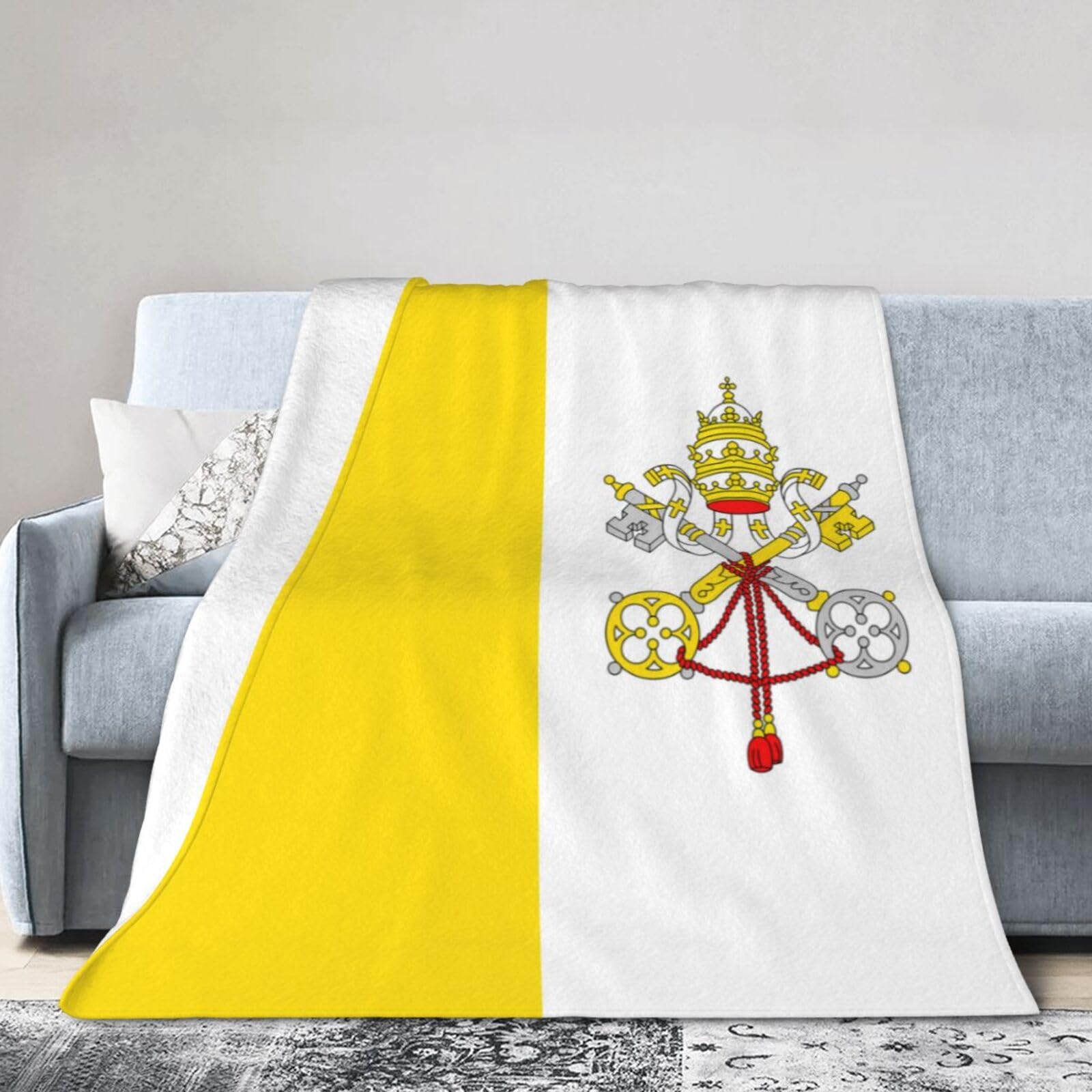 Vatican Flag 50"x40" Fleece Blanket, Full Size, Super Soft, Suitable for Bed, Sofa, Camping, All Seasons