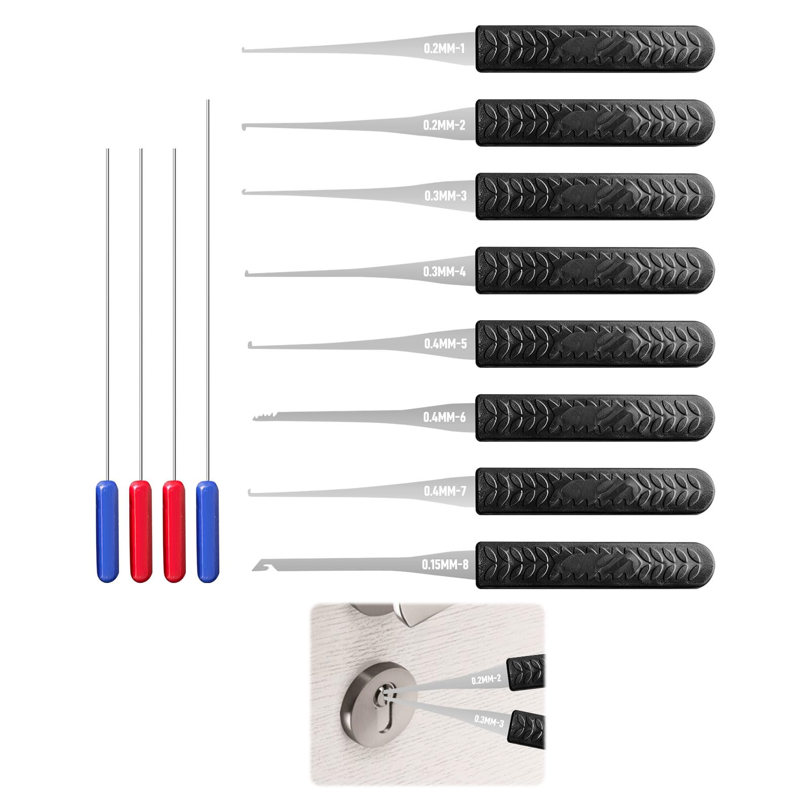 Broken Key Extractor Set, 12PCS Professional Locksmith Tools for Car and Home Lock Repair, 0.15-0.4mm Spring Steel Key Extractor Tool, Precision Lockpicking Sets for Emergency Lock Opening