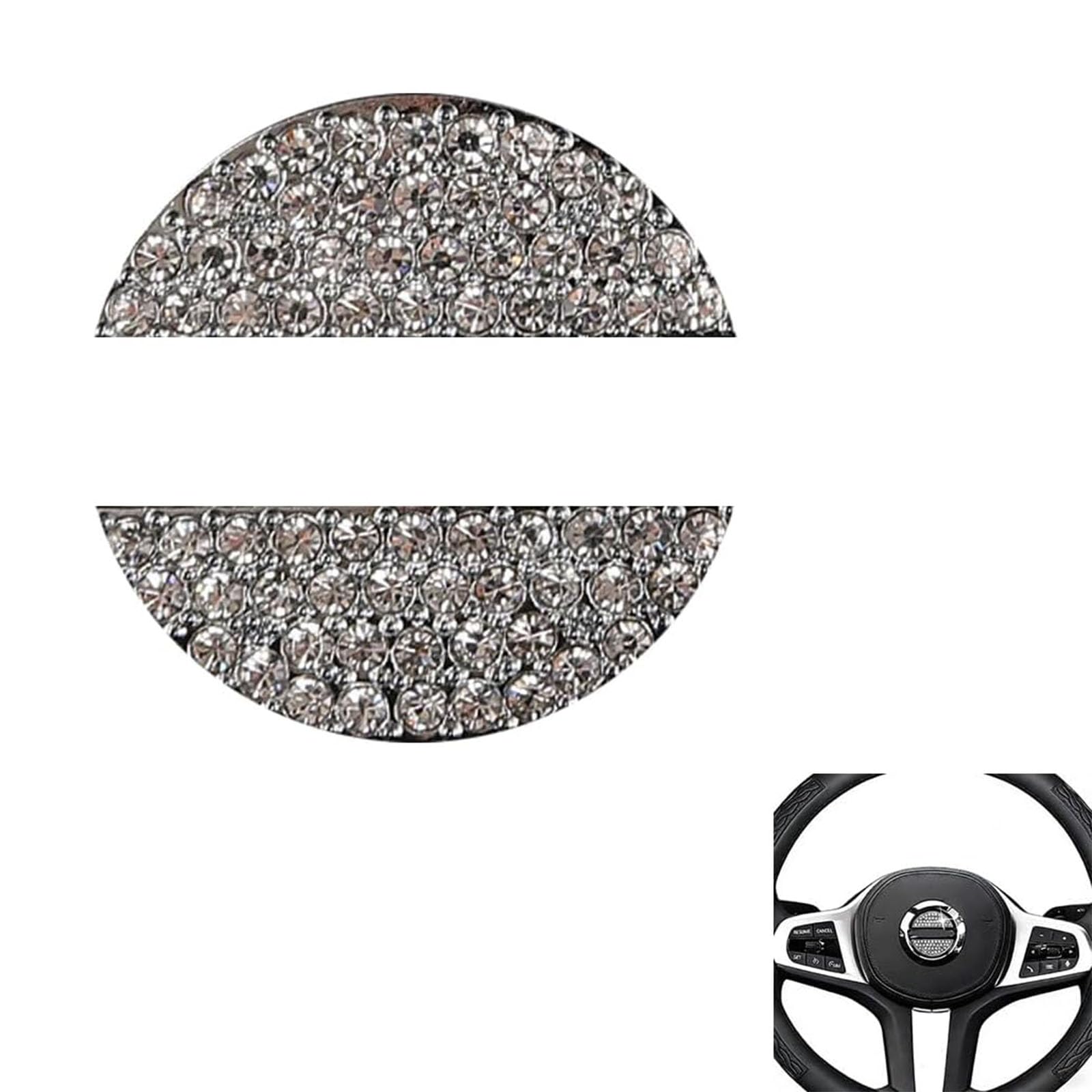 ONEMAJI Steering Wheel Emblem Sticker for Volvo V90 Cross Country 2018, Car Logo Badge Cover Crystal Rhinestone Decal Bling Car Interior Trim Decoration,White