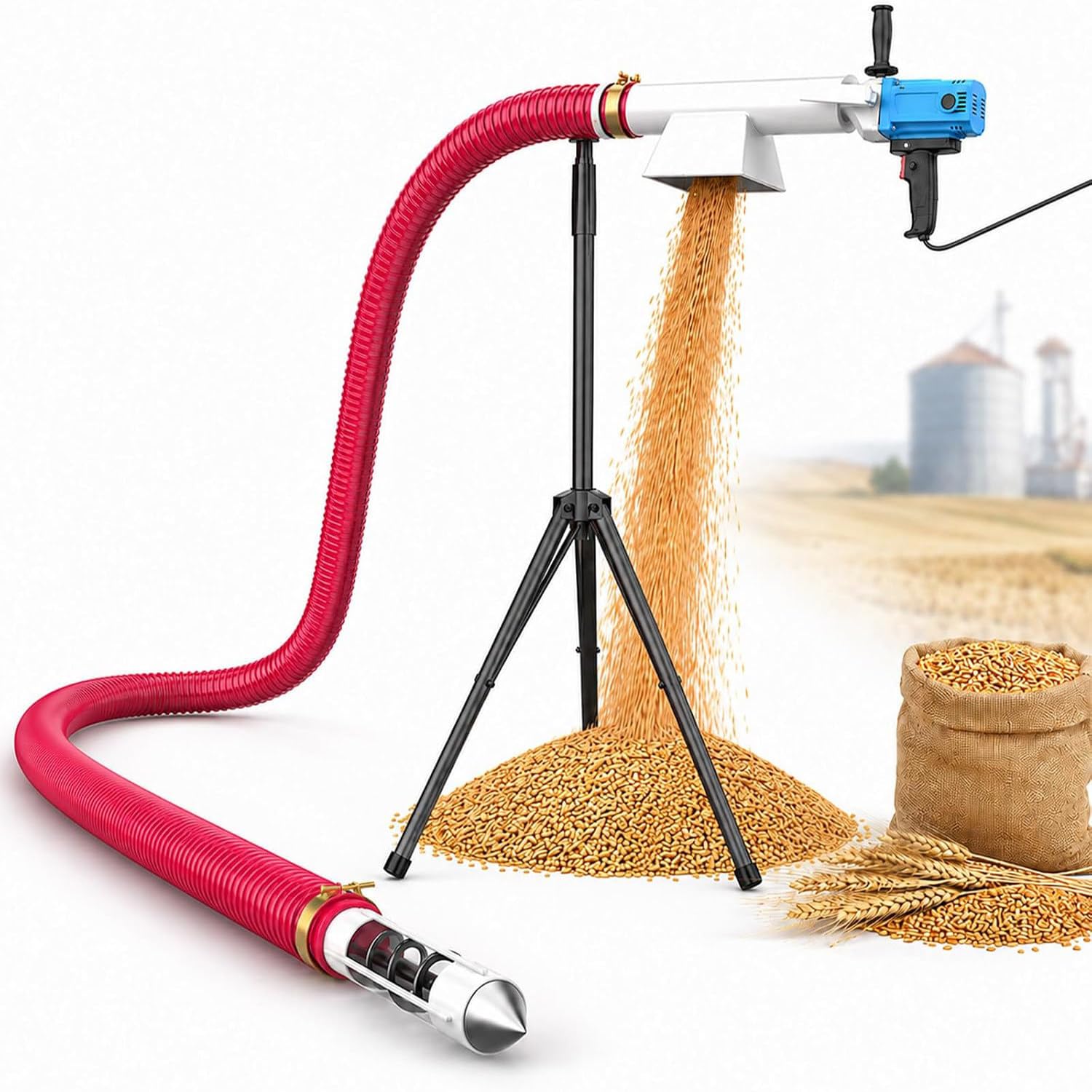 Aspiratore per Cereali a Coclea con Treppiede Regolabile 5m