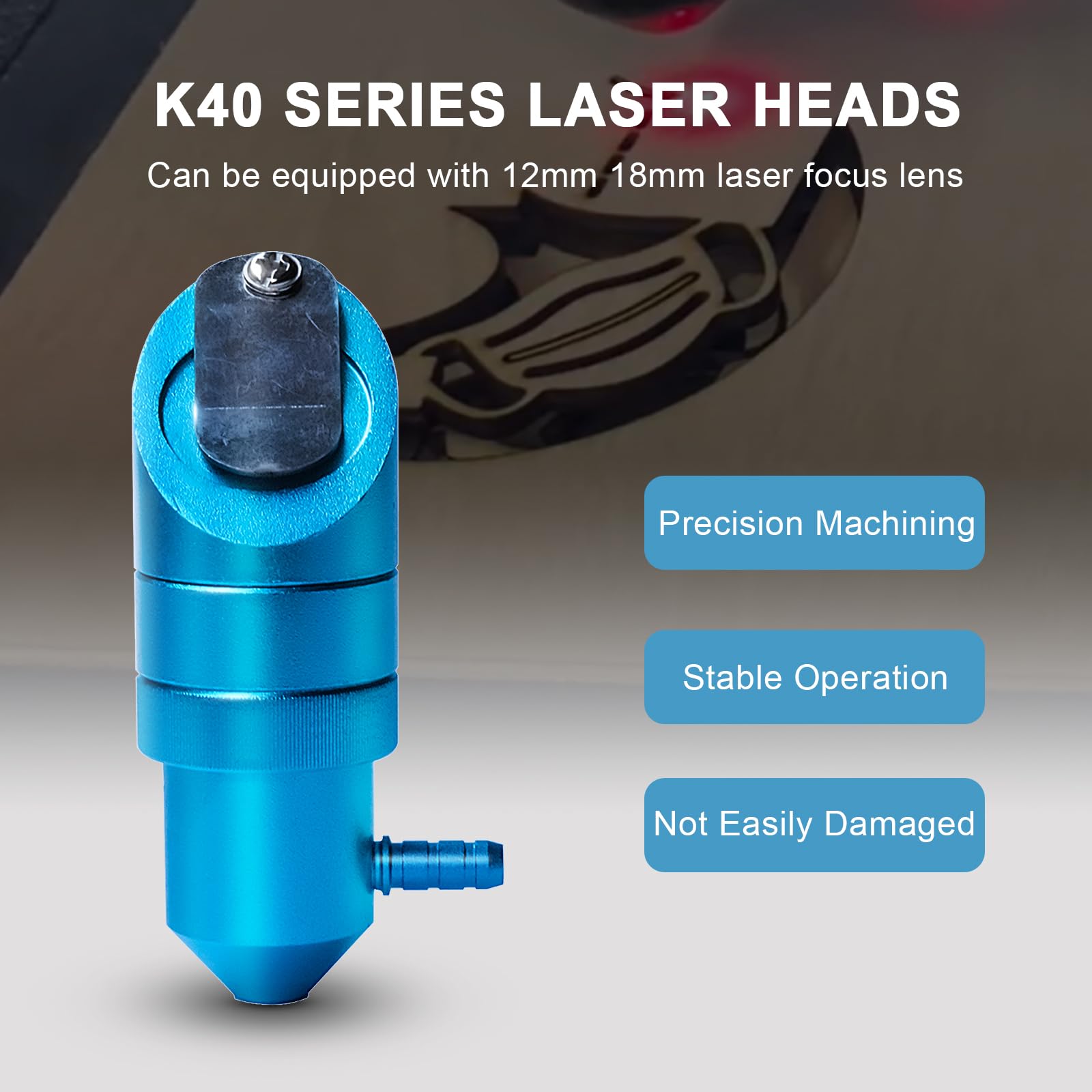 MCWlaser K40 Laser Head 12mm/18mm FL 50.8mm CO2 Laser Head with Air Assist for K40 Laser Engraver Cutter