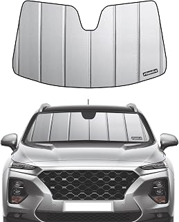 Pigenius Windshield Sunshade for Hyundai Santa Fe 2013-2018 Santa Fe XL 2019, Premium Grey Leather Finish