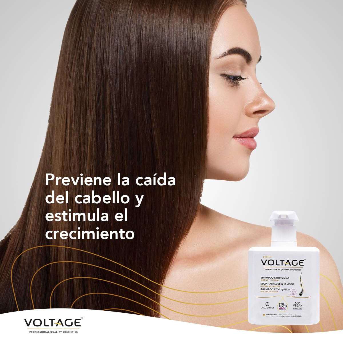 Voltage Cosmetics Champú Anticaída 500 ml con Biotina y Cafeína