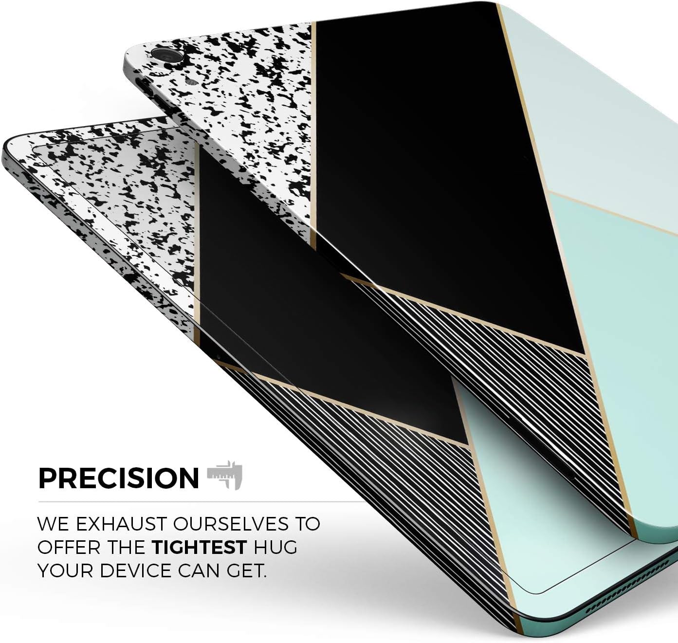 DesignSkinz - Minimalistic Mint and Gold Striped V1 Full-Body Wrap Decal Protective Skin-Kit Compatible with Apple iPad 8th Gen 10.2" (A2270/A2428)