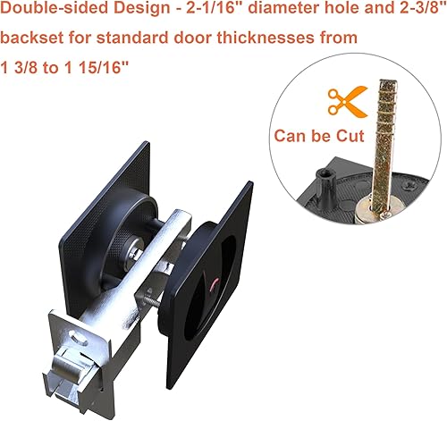 Miniatura 5 de Cerradura indicadora de bloqueo de puerta de bolsillo, manijas empotradas, pestillo de privacidad para camabaño para puerta de 1 38 pulgadas a 2 316