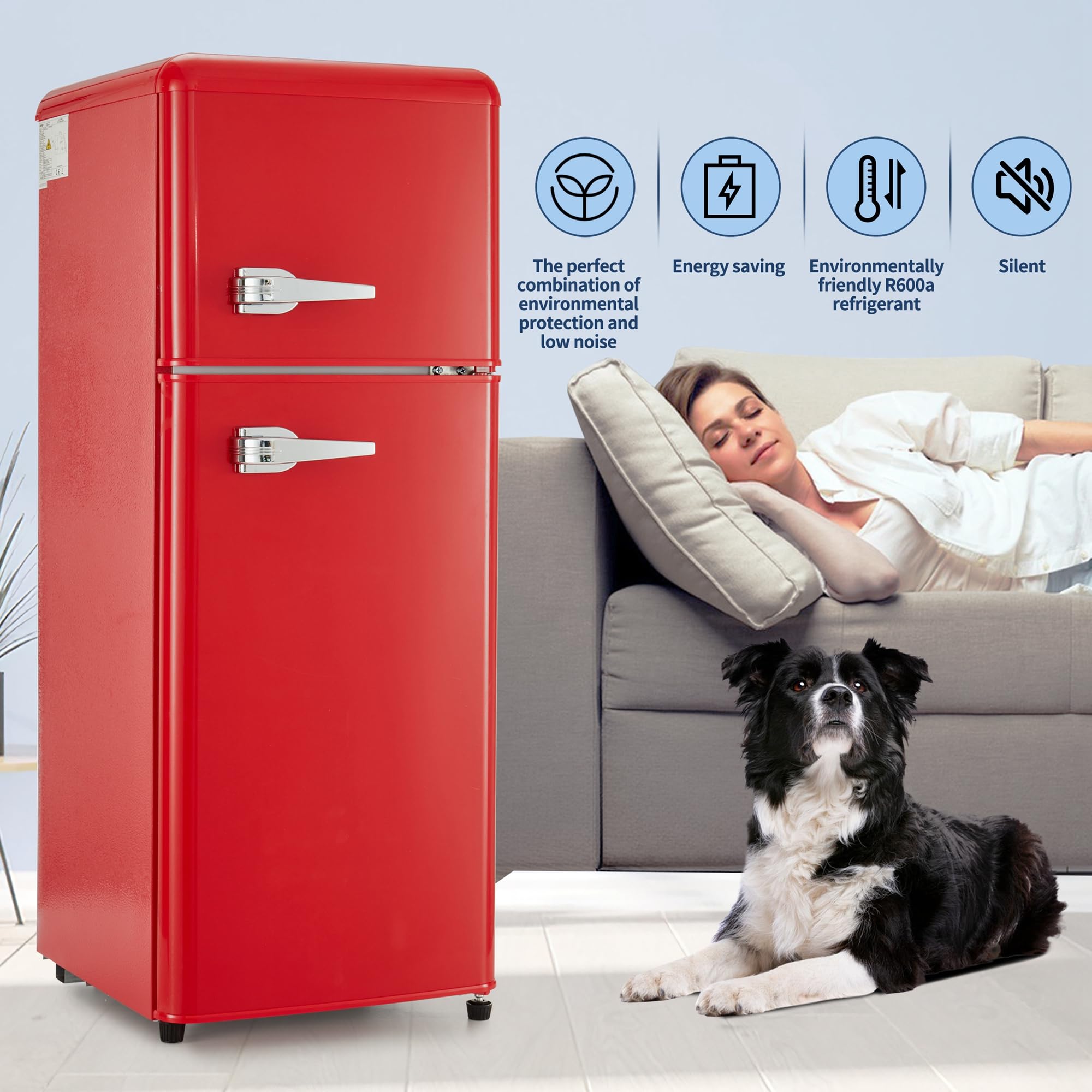 Axutl Retro Refrigerator With Freezer Mini Fridge Bedroom Dorm Red 4.0 Cu.Ft Compact Small For RV Apartment 2-Door Design on Fridge.com - View 5