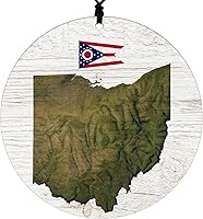 Vista 56 de New York Christmas Ornament - Rustic Design Featuring State Flag and Terrain Map - 2026 Hanging Acrylic Disc Decoration for Tree - Unique and Home