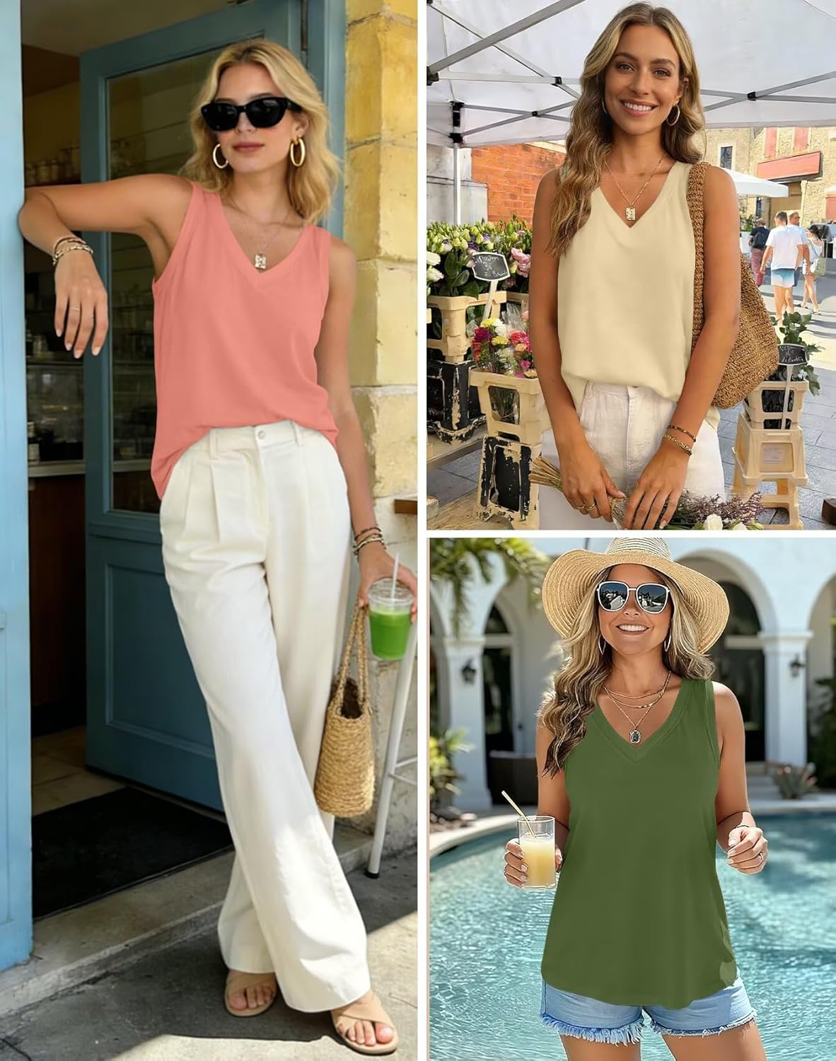 KKJ 2 Pack Womens Tank Tops 2026 Workout V Neck Tees Spring Summer Sleeveless Loose Fit Casual Outfits Shirts Fashion Clothes - Image 5