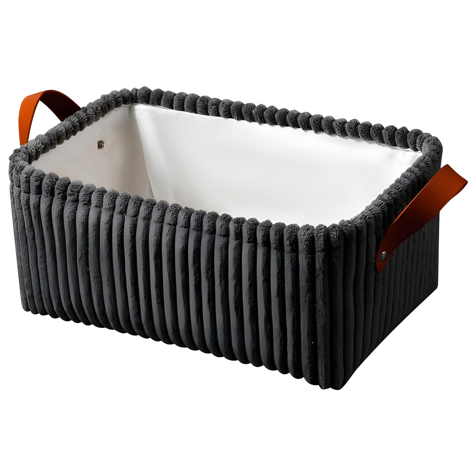yanzunlrn Foldable Organiser Bin with Leather Handle Flannel Storage Box for Wardrobes Closet and Kids Room Organization Velutinous Storage Box